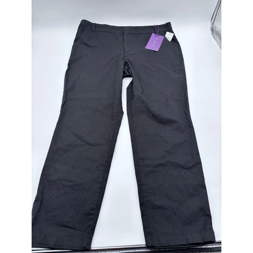 Gloria Vanderbilt Womens‎ Black Straight Leg Pants Size 16